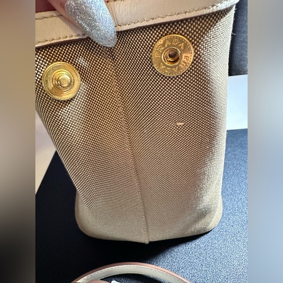 Prada White Jacquard Logo Tote 2-way design Crossbody or Handbag - Picture 11 of 16